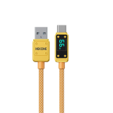 A high-tech charging cable featuring a digital display that shows real-time charging voltage and current. The Wekome WDC-06 Vanguard is designed for efficiency and durability, with reinforced connectors for long-lasting use. Its sleek design and advanced monitoring capabilities make it a practical choice for keeping your devices powered and informed.