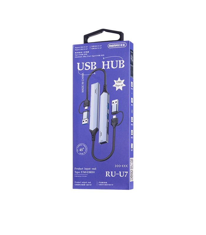 Hub – Remax Aluminum Alloy 5-in-1 Type-C+USB RU-U7